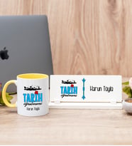 Tarih Öğretmeni Sarı Kupa Bardak Ve Masa İsimliği Hediye Seti