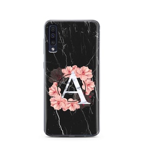 Mermer Çiçekli Harf Tasarım Süper Şeffaf Silikon Telefon Kılıfı Samsung A50 A-Ha