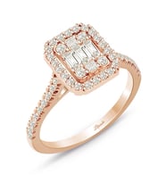 0.60 Ct Baget Kare Tektaş Yüzük Rose Gold