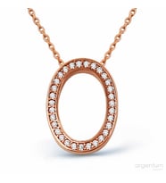 Zirkon Taşlı Gümüş O Harfi Kolye - N090601 (Rose)