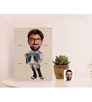 BK Gift Kişiye Özel Erkek Radyolojist Karikatürlü Otantik Masaüstü Ahşap Palet Çerçeve-1 (Beyaz)