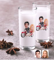 BK Gift Kişiye Özel Renkli Baskılı Sevgililer Karikatürlü İkili Rakı Bardağı Seti-12 (Beyaz)
