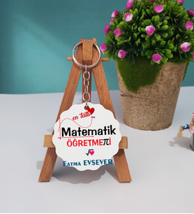 Mesajlı Matematik Öğretmeni Ahşap Anahtarlık