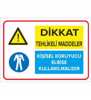 MIGNATIS - Tehlikeli Maddeler Kişisel Koruyucu Eldiven Kullanılmalıdır Levhası - Sac Malzeme 25x35cm