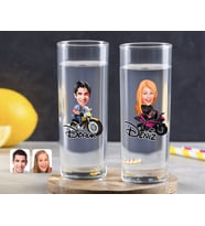 BK Gift Kişiye Özel Renkli Baskılı Erkek ve Kadın Karikatürlü İkili Vodka Bardağı-8 (Beyaz)