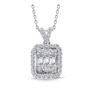 Modern Tasarım 0.45 Ct Baget Kare Tektaş Kolye