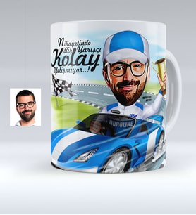 BK Gift Kişiye Özel Bay Rallici Karikatürlü Beyaz Kupa Bardak  1