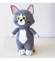 Amigurumi Örgü Oyuncak Kedi Tom (Gri)