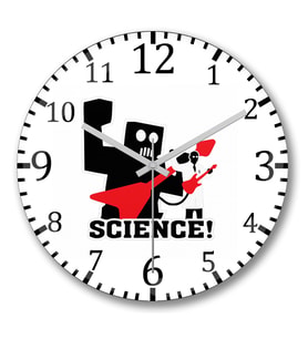 Science Robo Rock Duvar Saati Bombeli Gercek Cam