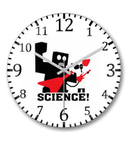 Science Robo Rock Duvar Saati Bombeli Gercek Cam