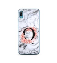 Mermer Çiçekli Harf Tasarım Süper Şeffaf Silikon Telefon Kılıfı Huawei Y6 2019 Q