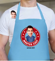 BK Gift Kişiye Özel Bay Chef Karikatür Mavi Mutfak Önlüğü  4
