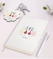 BK Gift Kişiye Özel Ebe Beyaz Defter Kalem Ve Anahtarlık Hediye Seti-1 (Model 1)