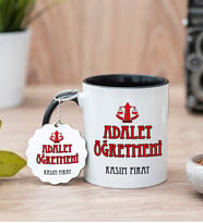 Adalet Öğretmeni Siyah Kupa Bardak Ve Anahtarlık Set