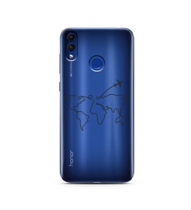 Çizgi Harita Tasarımlı Süper Şeffaf Silikon Telefon Kılıfı Huawei Honor 8C 