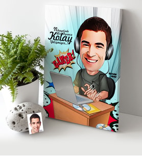 BK Gift Kişiye Özel Bay Gamer Karikatür Kanvas Tablo 30x50cm 1