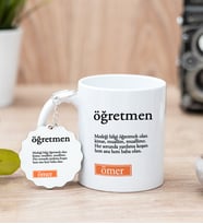 Öğretmen Kelime Anlamı Beyaz Kupa Bardak Ve Anahtarlık Set