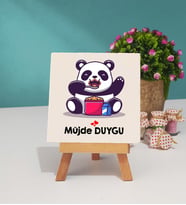 Sevimli Panda Tasarımlı Kişiye Özel Panda Dekoratif Taş Baskı