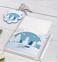 BK Gift Kişiye Özel İsimli Yılbaşı Mutlu Yıllar Beyaz Defter Kalem ve Anahtarlık Hediye Seti-22 (Model 1)
