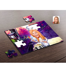 BK Gift Kişiye Özel Kadın Chef Karikatürlü Ahşap Puzzle-1