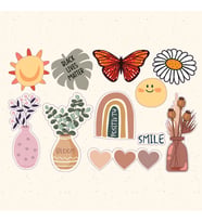 Çiçek Saksı Mektup Tasarımlı A5 Stickers Çıkartma PYTKSTK012 (Karışık)