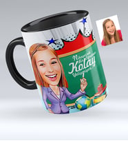 BK Gift Kişiye Özel Bayan Öğretmen Karikatürlü Siyah Kupa Bardak  1