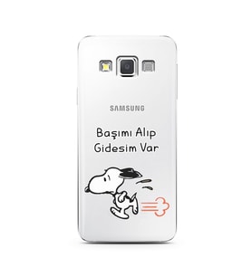 Snoopy Tasarımlı Süper Şeffaf Silikon Telefon Kılıfı Samsung A3 (2015)