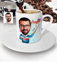 BK Gift Kişiye Özel Bay Öğretmen Karikatürlü Türk Kahvesi Fincanı - 3