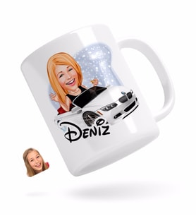 BK Gift Kişiye Özel Kadın Patron Karikatürlü Beyaz Kupa Bardak-3