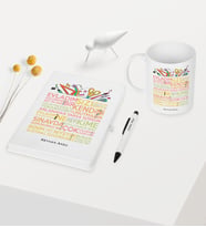 BK Gift Kişiye Özel Öğretmen Sözleri Temalı Beyaz Defter Kalem Kupa Seti - 1