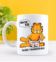 BK Gift Kişiye Özel Garfield Tasarımlı Beyaz Kupa Bardak - 55