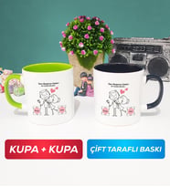 İkili Sen Başıma Gelen En Güzel Şeysin Sevgililer Günü Hediyesi Kupa Bardak Yeşil Siyah