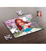 BK Gift Kişiye Özel Kız Çocuk Karikatürlü Ahşap Puzzle-15