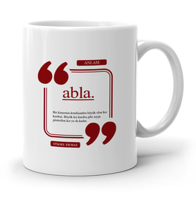 BK Gift Kişiye Özel Abla Beyaz Kupa Bardak  4
