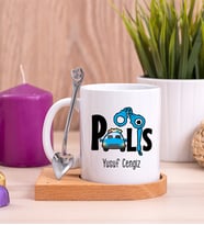 Polis Ahşap Altlıklı Beyaz Kupa Bardak