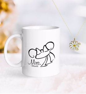 BK Gift Kişiye Özel Sevgililer Günü Kupa ve Çift İsimli Papatya Kolye-95 (Model 1)