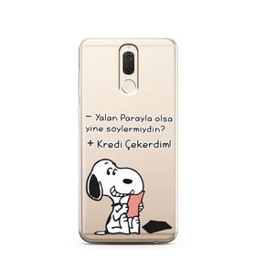 Snoopy Tasarımlı Süper Şeffaf Silikon Telefon Kılıfı Huawei Mate 10 Lite 