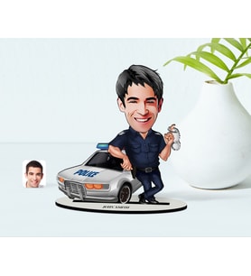 BK Gift Kişiye Özel Bay Trafik Polisi Karikatür Ahşap Biblo  1