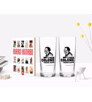 BK Gift Kişiye Özel Renkli Baskılı Çünkü Sen Çölüme Yağmur Oldun Tasarımlı İkili Rakı Bardağı ve Rakı Cep Kitabı Hediye Seti-9 (Model 1)