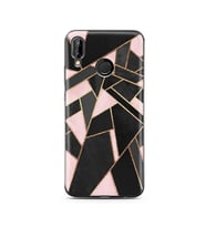Pembe Geometri Tasarımlı Süper Şeffaf Silikon Telefon Kılıfı Huawei P20 Lite  