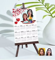 BK Gift Kişiye Özel 15x21 cm Fotoğraf Kartlı Anne Kız Karikatürlü Şövaleli 2024 Takvim -1 (Beyaz)