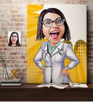 BK Gift Kişiye Özel Bayan Doktor Karikatür Kanvas Tablo 70x100cm 2