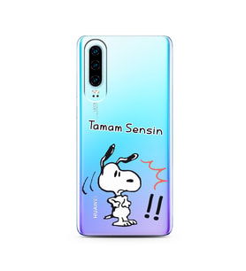 Snoopy Tasarımlı Süper Şeffaf Silikon Telefon Kılıfı Huawei P30 