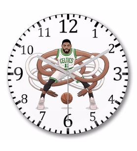 Gnarly Kyrie  Celtics Duvar Saati Bombeli Gercek Cam