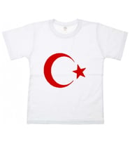 Türk Bayrak Baskılı Unisex Tişört (Beyaz)