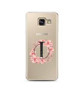 Pembe Çiçekli Harf Tasarım Süper Şeffaf Silikon Telefon Kılıfı Samsung A3 (2017)