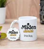 Maden Mühendisi Beyaz Kupa Bardak Ve Anahtarlık Set