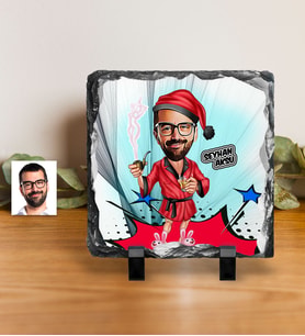 BK Gift Kişiye Özel Bay Yılbaşı Karikatürlü Dekoratif Doğal Taş  2