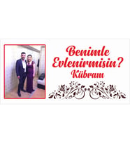 MIGNATIS - Fotoğraflı Desenli Çerçeveli Benimle Evlenir Misin Branda Afisi 150x75cm