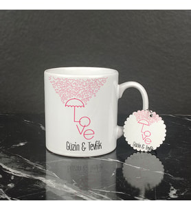 Love Şemsiye Kupa Bardak ve Anahtarlık Set